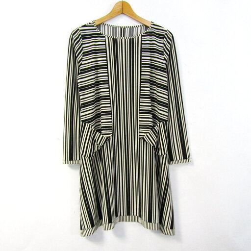 HIROKO KOSHINO ヒロココシノ ワンピース 長袖 総柄 トップス レディース 38サイズ ホワイト系×ブラック 【中古】 HIROKO KOSHINO ヒロココシノ ワンピース 長袖 総柄 トップス レディース 38サイズ ホワイト系×ブラック 【中古】
