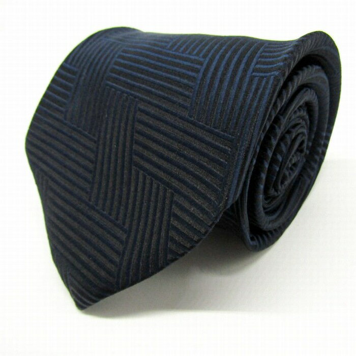 BELLUMORE ベルモーレ ブランド ネクタイ シルク 総柄 格子柄 PO メンズ ネイビー 【中古】