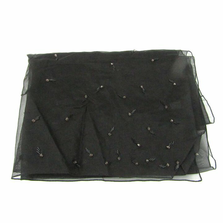 YURIE NITANI ユリエ ニタニ スカーフ ストール シルク ビーズ刺繍 ブランド レディース ブラック 【中古】