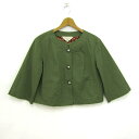 Laura Ashley london ローラアシュレイロンドン ノーカラージャケット アウター ショート丈 ボレロ レディース 2サイズ カーキ 【中古】