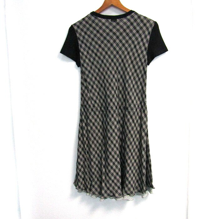 SPORTMAX スポーツマックス ワンピース 半袖 チェック柄 トップス レディース 40サイズ ブラック系×グレー系 【中古】