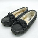 Minnetonka ミネトンカ モカシン 本革 レザー スウェード ブランド シューズ 靴 レディース 6Wサイズ グレー 【中古】