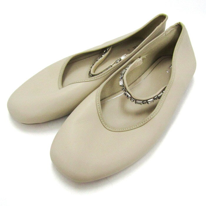 ZARA ザラ バレエシューズ サブリナシューズ メリージェーン フラット 靴 レディース 37サイズ ベージュ 【中古】
