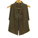 HIROKO KOSHINO ヒロココシノ ベスト ジャケット アウター ジップアップ 日本製 レディース 9サイズ カーキ 【中古】