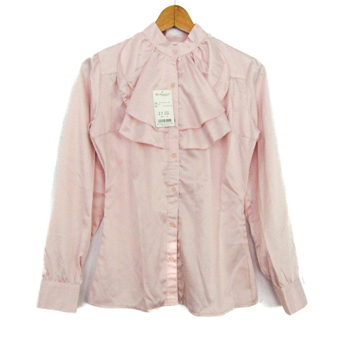 【楽天スーパーSALE 50％OFF 9月4日20:00〜9月11日01:59まで】BRICK HOUSE ブリックハウス ブラウス シャツ トップス 長袖 フリル 東京シャツ 未使用品 レディース Mサイズ ピンク 【中古】