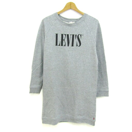 Levi's リーバイス スウェットワンピース 長袖 トップス レディース Mサイズ グレー×ブラック系 【中古】 Levi's リーバイス スウェットワンピース 長袖 トップス レディース Mサイズ グレー×ブラック系 【中古】