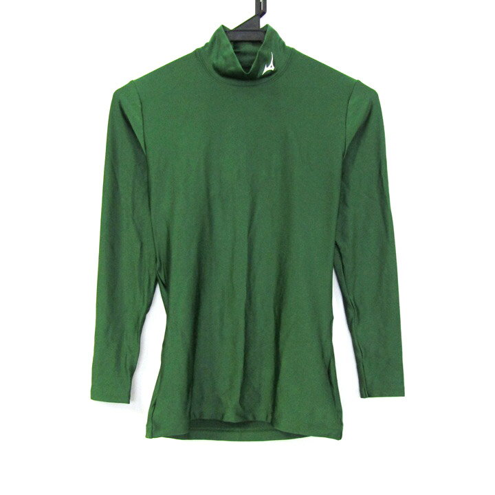 Mizuno ミズノ 長袖Tシャツ スポーツウエア モックネック ストレッチ トップス メンズ Mサイズ グリーン系/ホワイト系 【中古】