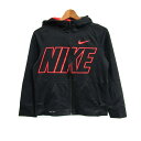 NIKE ナイキ パーカー 長袖 スポーツウエア DRI-FIT フード付 トップス レディース Lサイズ ブラック系/オレンジ系 【中古】