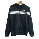 adidas アディダス パーカー トップス ジップアップ スウェット スポーツウエア メンズ Mサイズ ネイビー 【中古】(4)