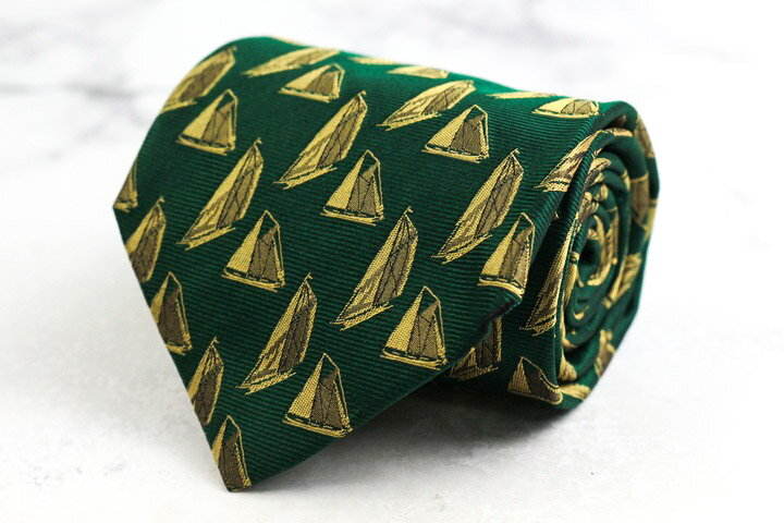 Burberrys バーバリーズ ブランド ネクタイ ヨット 船 総柄 シルク イタリア製 PO メンズ カーキ 【中..