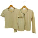 courreges クレージュ アンサンブル トップス 長袖カーディガン 半袖ニット アンゴラ混 レディース 9Rサイズ ベージュ 【中古】