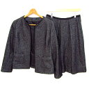NEWYORKER ニューヨーカー セットアップ 上下セット ノーカラージャケット フレアスカート レディース 13サイズ ブラック 【中古】