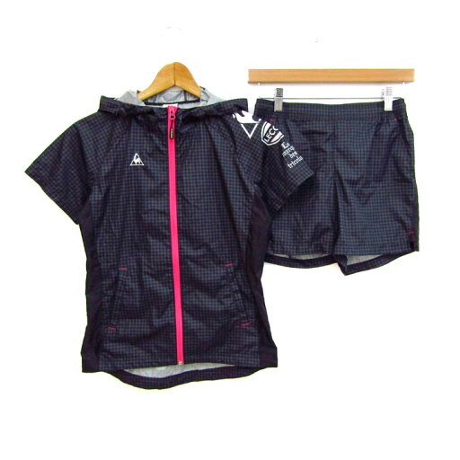 le coq sportif ルコックスポルティフ セットアップ 上下セット 半袖パーカー ショートパンツ ゴルフ レディース Sサイズ 紺×黒 【中古】 le coq sportif ルコックスポルティフ セットアップ 上下セット 半袖パーカー ショートパンツ ゴルフ レディース Sサイズ 紺×黒 【中古】
