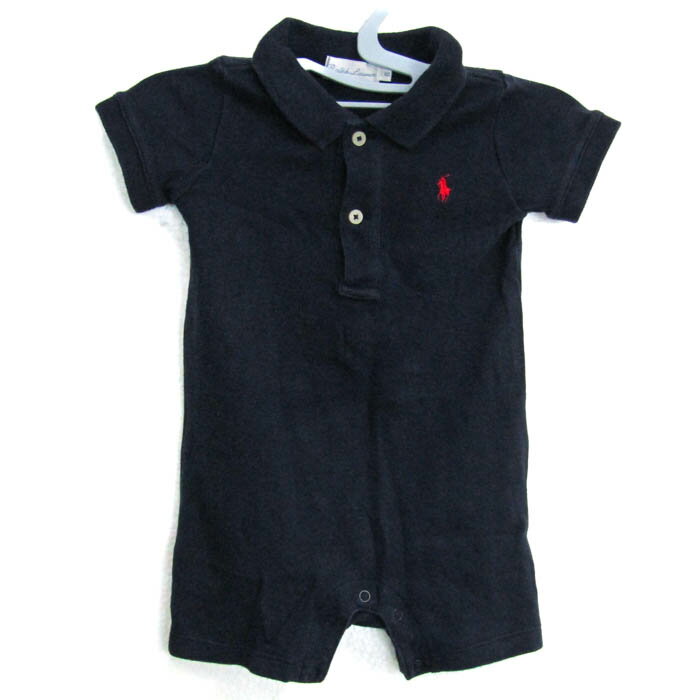 RALPH LAUREN ラルフローレン ツナギ つなぎ 半袖 コットン ブランド オールインワン 日本製 ベビー 男の子用 60サイズ ネイビー 【中古】