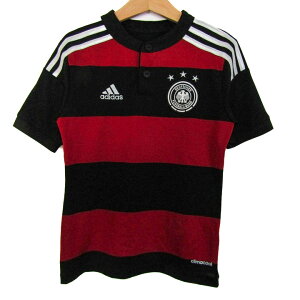 adidas アディダス 半袖Tシャツ トップス サッカー ドイツ代表 ユニフォーム クライマクール キッズ 男の子用 130サイズ 黒×赤 【中古】