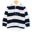 Polo by Ralph Lauren ポロバイラルフローレン ポロシャツ トップス 長袖 ラガーシャツ ベビー 男の子用 2/2Tサイズ 白×紺 【中古】