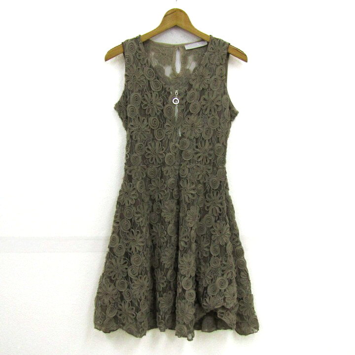 LAURIE & JOE ローリー＆ジョー ワンピース ドレス ノースリーブ レース トップス フランス製 レディース Fサイズ ベージュ 