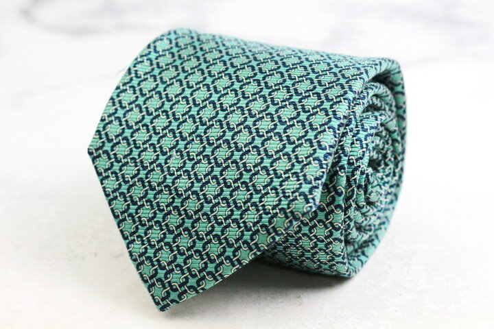 Ermenegildo Zegna エルメネジルドゼニア ブランド ネクタイ シルク 小紋柄 総柄 PO メンズ グリーン 【中古】(4)
