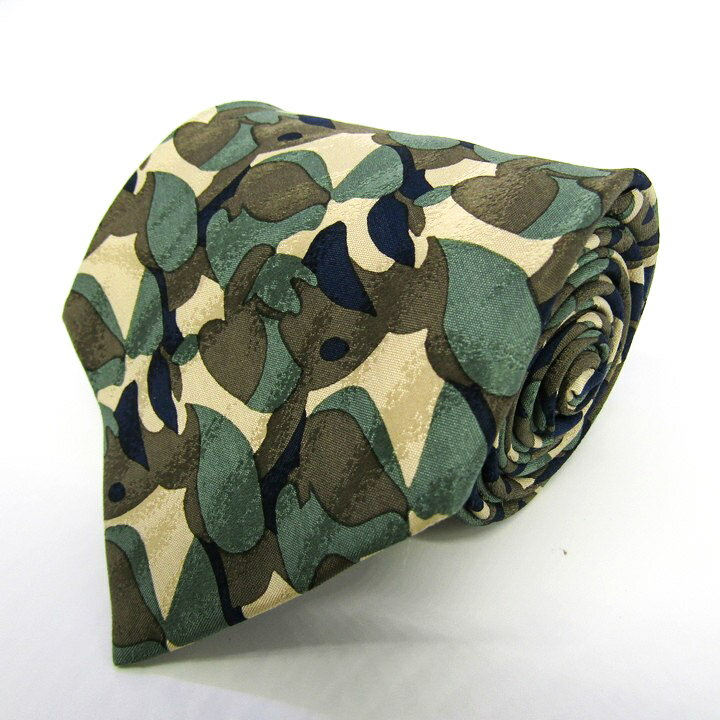 Mr.JUNKO ミスタージュンコ ブランド ネクタイ 総柄 ミリタリー 迷彩柄 リーフ柄 シルク PO メンズ カ..
