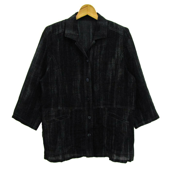 Pearl Fashion パールファッション シャツジャケット アウター ストレッチ 日本製 レディース Lサイズ コットン 【中古】