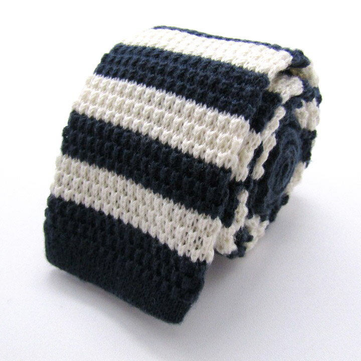 GLOBAL WORK グローバルワーク ブランド ネクタイ ボーダー柄 ニットタイ PO メンズ ネイビー 【中古】