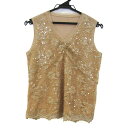 【全品39%OFFクーポン8月4日20:00〜8月15日01:59まで】Leilian レリアン ノースリーブカットソー シャツ Vネック スパンコール トップ...