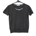 組曲 クミキョク ニット トップス 半袖 ビジュー レディース 2サイズ ダークグレー 【中古】