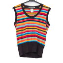 Sonia Rykiel ソニアリキエル ニット トップス ノースリーブ マルチボーダー イタリア製 レディース 38サイズ 茶×青×ピンク 【中古】