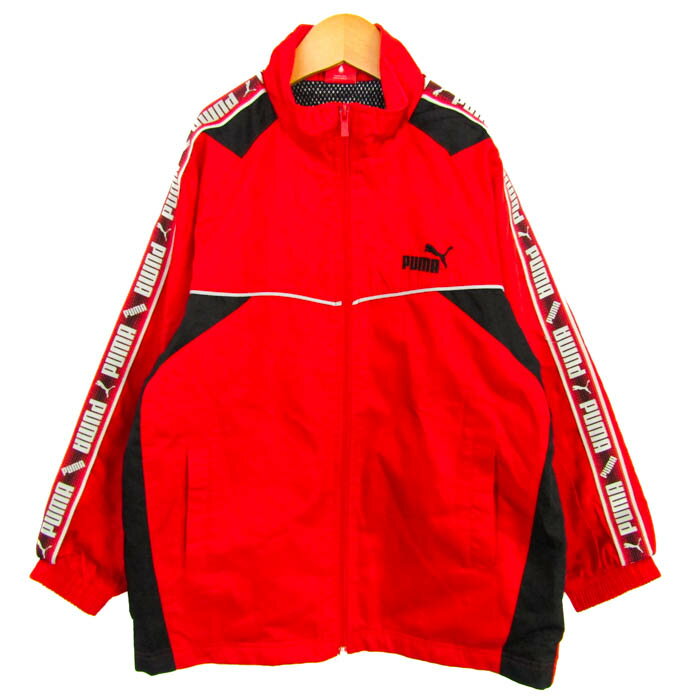 PUMA プーマ ジャージ ウィンドブレーカー上 スポーツウエア アウター キッズ 男の子用 130サイズ レッド×ブラック 【中古】