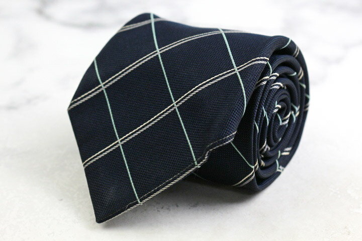 CHESTER BARRIE チェスターバリー ブランド ネクタイ サビルロウ チェック柄 格子柄 シルク 日本製 PO メンズ ネイビー 【中古】(4)