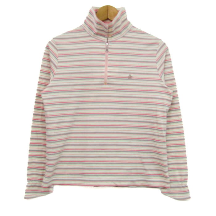 Other - 【1000円ポッキリ送料無料】Munsing wear マンシングウェア 長袖Tシャツ トップス ボーダー柄 ゴルフウエア レディース Mサイズ ピンク×白×オレンジ 【中古】