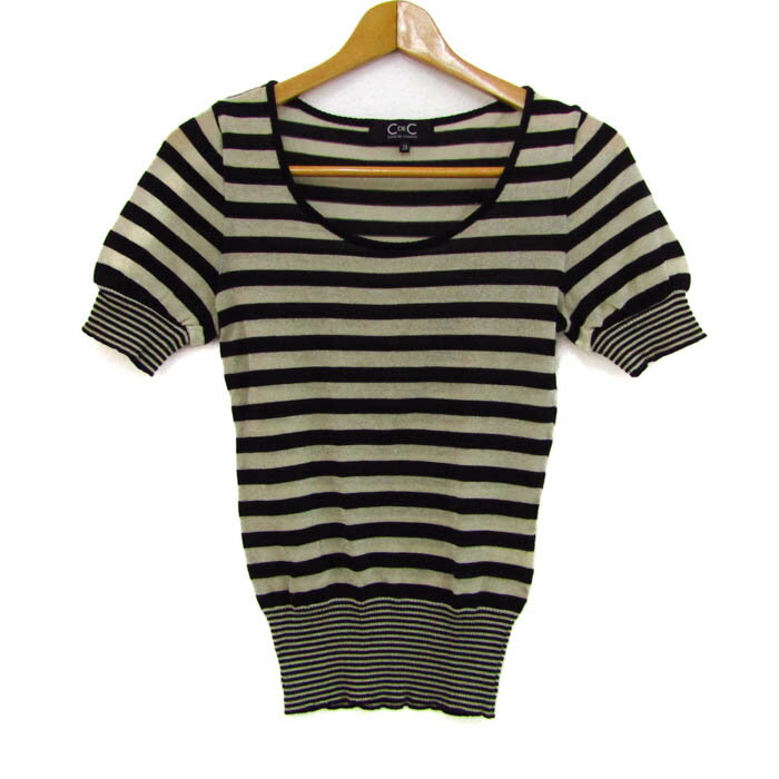 COUP DE CHANCE クード・シャンス ニット トップス 半袖 ボーダー柄 ラメ 日本製 レディース 38サイズ ..