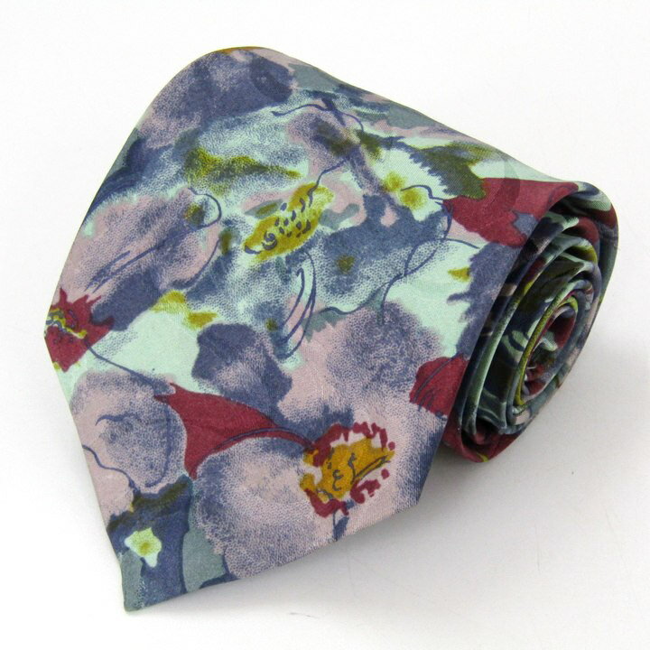 renoma レノマ ブランド ネクタイ シルク 花柄 総柄 PO メンズ ネイビー 【中古】(4)