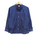 Leilian レリアン ノーカラージャケット 大きいサイズ リネン混 ブランド アウター レディース 13+サイズ ネイビー 【中古】
