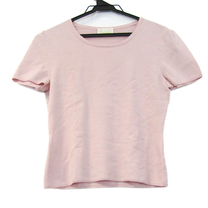 Harrods ハロッズ ニット トップス 半袖 セーター ウール 日本製 レディース フリーサイズ ピンク 【中..