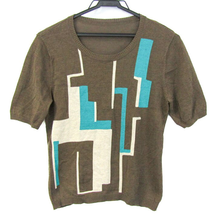 JANE MORE ジェーンモア ニット トップス 半袖 サマーセーター オンワード レディース Mサイズ カーキ×..