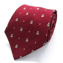 【楽天スーパーSALE 50%OFF 9月4日20:00~9月11日01:59まで】PANARA パナラ ブランド ネクタイ 小紋柄 動物柄 テディベア クマ シルク 日本製 PO メンズ レッド 【中古】