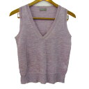 【全品39%OFFクーポン8月4日20:00~8月15日01:59まで】MARGARET HOWELL マーガレットハウエル ニット トップス ベスト Vネック リネン シルク混 日本製 レディース フリーサイズ パープル 【中古】