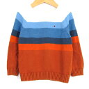 【全品39%OFFクーポン8月4日20:00~8月15日01:59まで】TOMMY HILFIGER トミーヒルフィガー セーター トップス 長袖 クルーネック コットンニット ベビー 男の子用 2Tサイズ 白×青×茶 【中古】