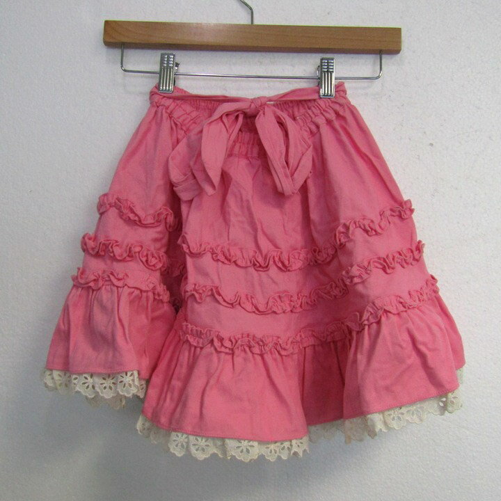 Mezzo Piano メゾピアノ フレアスカート レース ボトムス キッズ 女の子用 130サイズ ピンク 中古