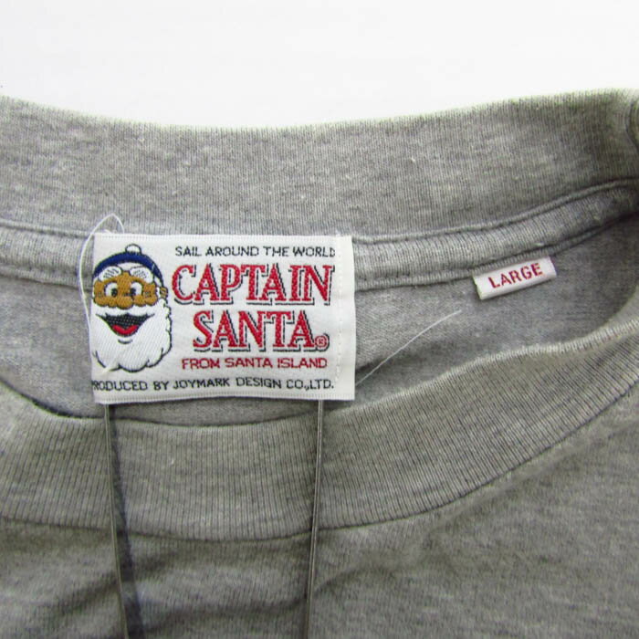 CAPTAIN SANTA キャプテンサンタ 半袖Tシャツ クルーネック プリントT トップス メンズ Lサイズ グレー×ブルー×ホワイト 【中古】