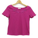 【全品39%OFFクーポン8月4日20:00〜8月15日01:59まで】Feroux フェルゥ 半袖Tシャツ トップス カットソー リブ 花柄 刺繍 レディース...