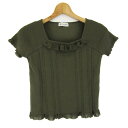 【全品39%OFFクーポン8月4日20:00~8月15日01:59まで】Aylesbury アリスバーリー ニット トップス 半袖 シルク混 日本製 東京スタイル レディース Mサイズ カーキ 【中古】