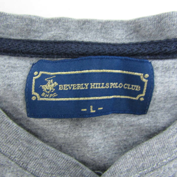 BEVERLY HILLS POLO CLUB ビバリーヒルズポロクラブ 長袖Tシャツ コットン100% ブランド トップス レディース Lサイズ グレー 【中古】