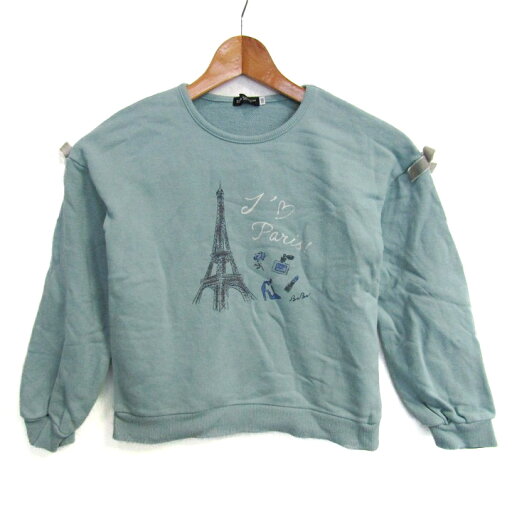 BeBe べべ スウェット トレーナー トップス リボン キッズ 女の子用 130サイズ 水色 【中古】 BeBe べべ スウェット トレーナー トップス リボン キッズ 女の子用 130サイズ 水色 【中古】