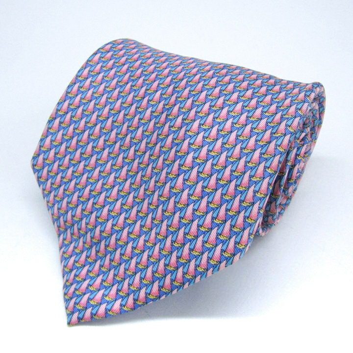 Christian Dior クリスチャンディオール ブランド ネクタイ ヨット 船 総柄 シルク フランス製 PO メン..