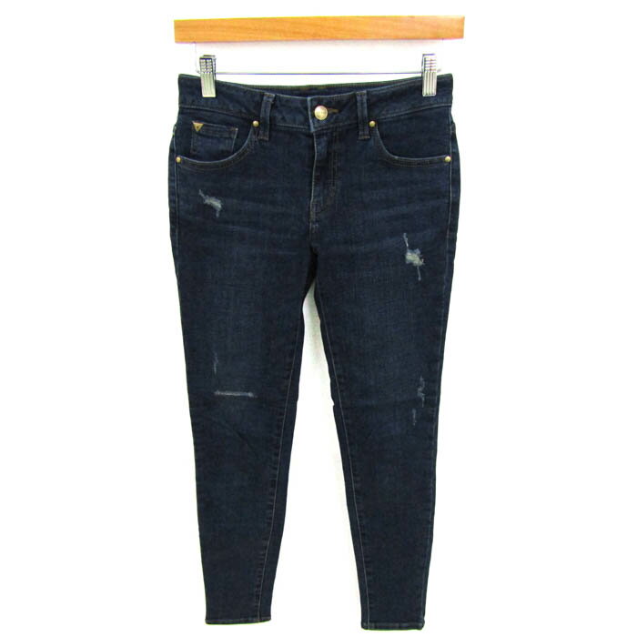 Guess ゲス デニムパンツ ボトムス スキニー ジーンズ ダメージ加工 レディース 27サイズ インディゴ 【中古】