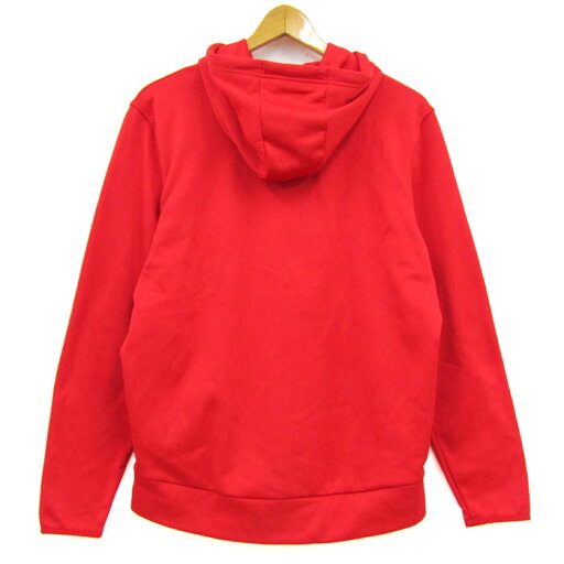 UNDER ARMOUR アンダーアーマー パーカー トップス プルオーバー スウェット 裏起毛 スポーツウエア メンズ MDサイズ レッド 【中古】