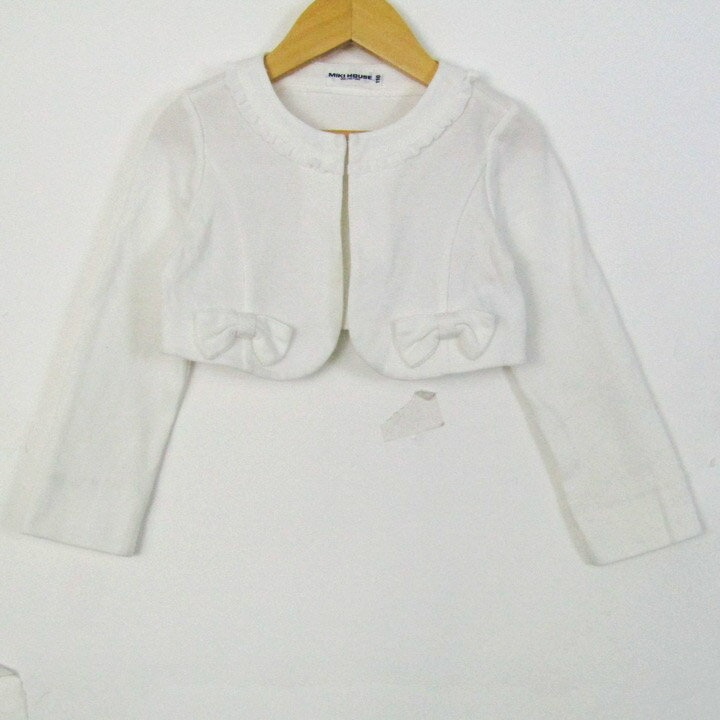 MIKIHOUSE ミキハウス ノーカラージャケット アウター ボレロ フォーマル キッズ 女の子用 110サイズ ホワイト 【中古】