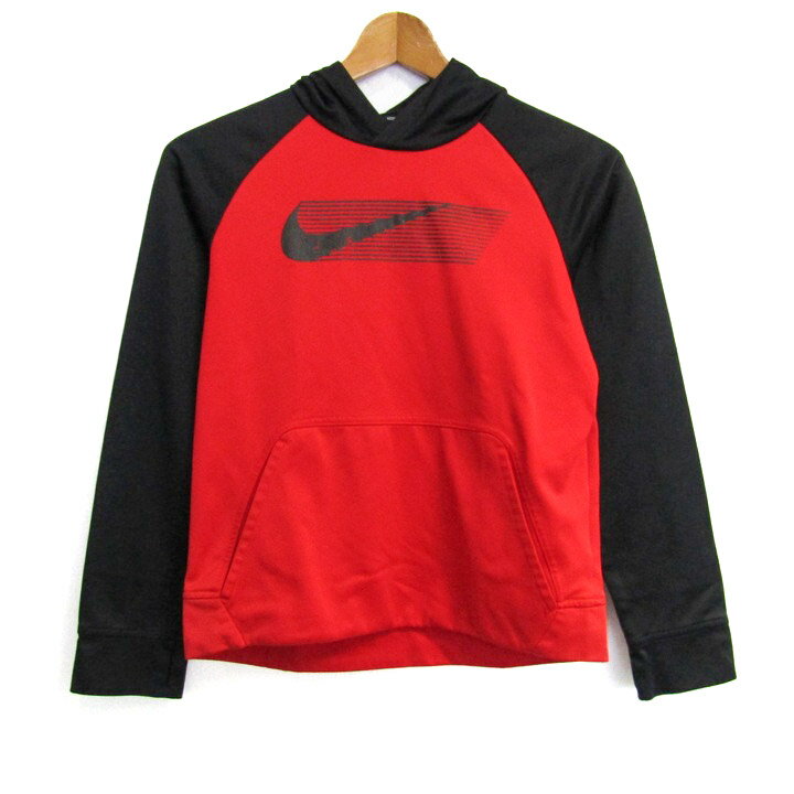 NIKE ナイキ パーカー トップス プルオーバー ドライフィット 裏起毛 キッズ 男の子用 Lサイズ 赤×黒 ..